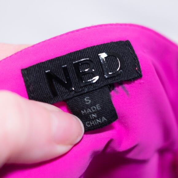 NBD Phoibe Pant Fuchsia Lurex Sparkle Glitter High Waist Plisse Pleats SZ S - Picture 6 of 6